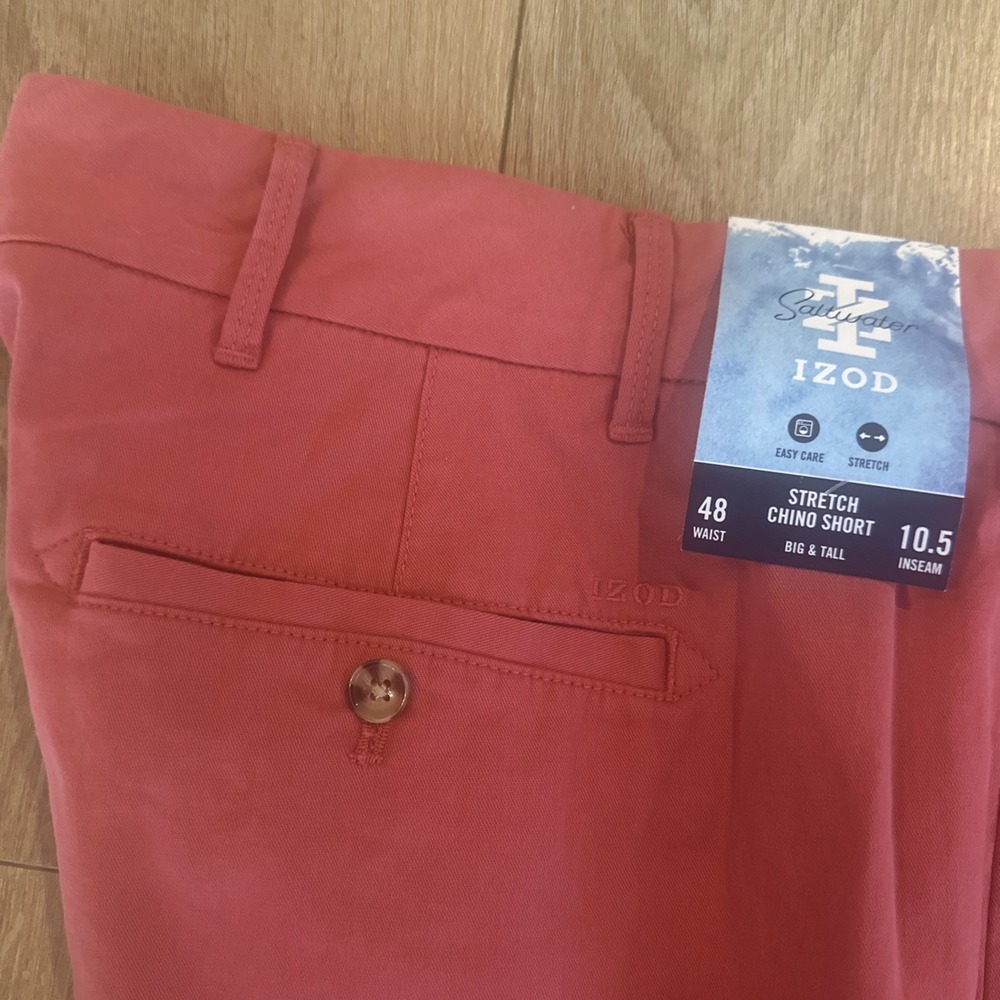 IZOD Saltwater Men's Big & Tall Beach House Cargo Shorts Red 48 X 10.5" NEW - Picture 2 of 9